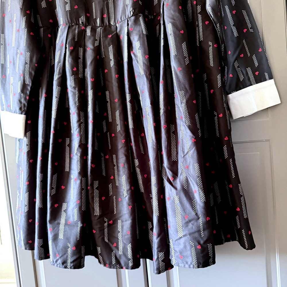 Unique Vintage Peggy Black Red Heart Peter Pan Collar Babydoll Dress,2X/18 (New) - Picture 9 of 9